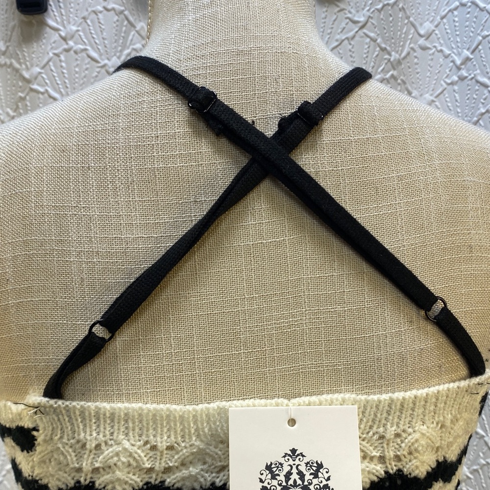 NWT Rebellion Again size XS Crocheted Black and White Striped Women's halter Top - Picture 6 of 14